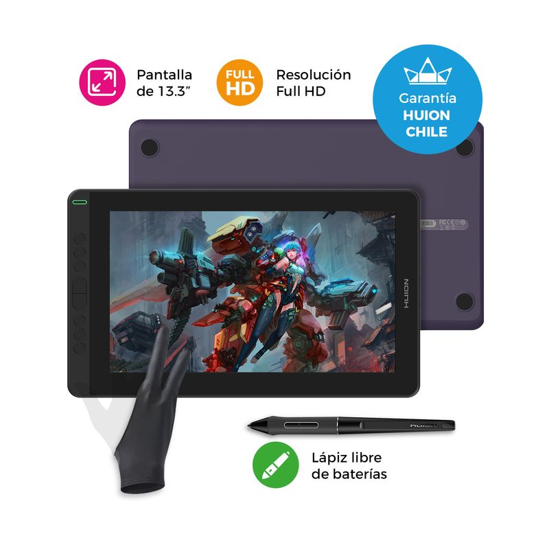 HUION - Pantalla Gráfica Huion Kamvas 13 Violeta + Guante