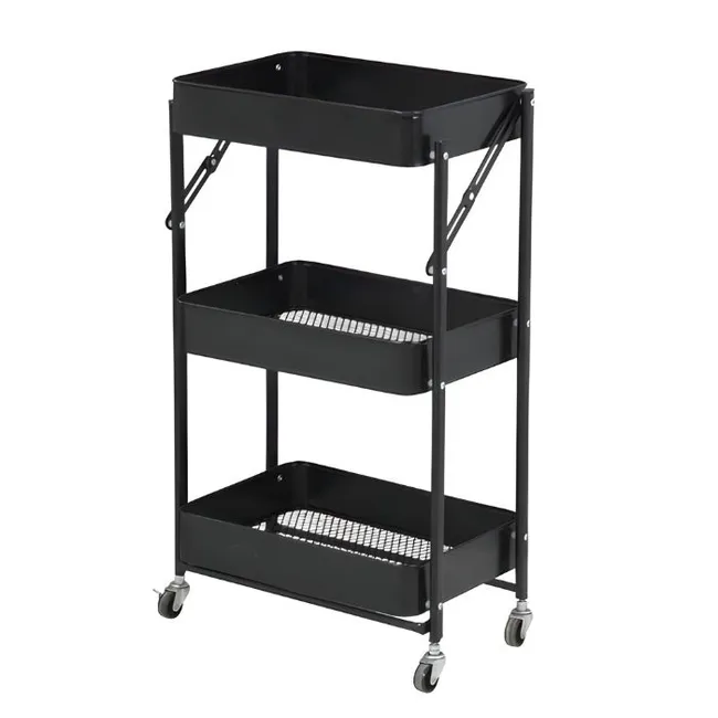 CRUSEC - Estante Organizador Plegable Cocina Baño 3 Niveles - Negro