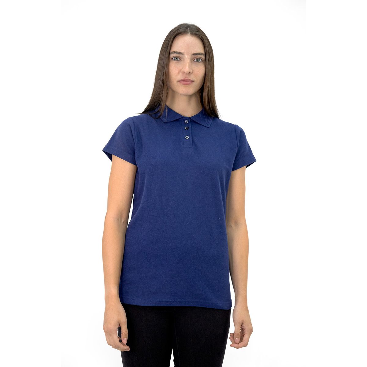 QUEBEC - Polera Pique Quebec Manga Corta Azul Mujer