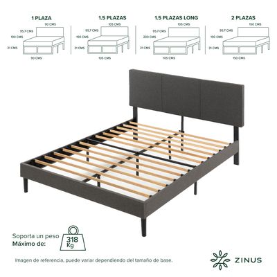 Imagen 2 del producto Base de cama CAMBRIL con respaldo King 180x200x30cm