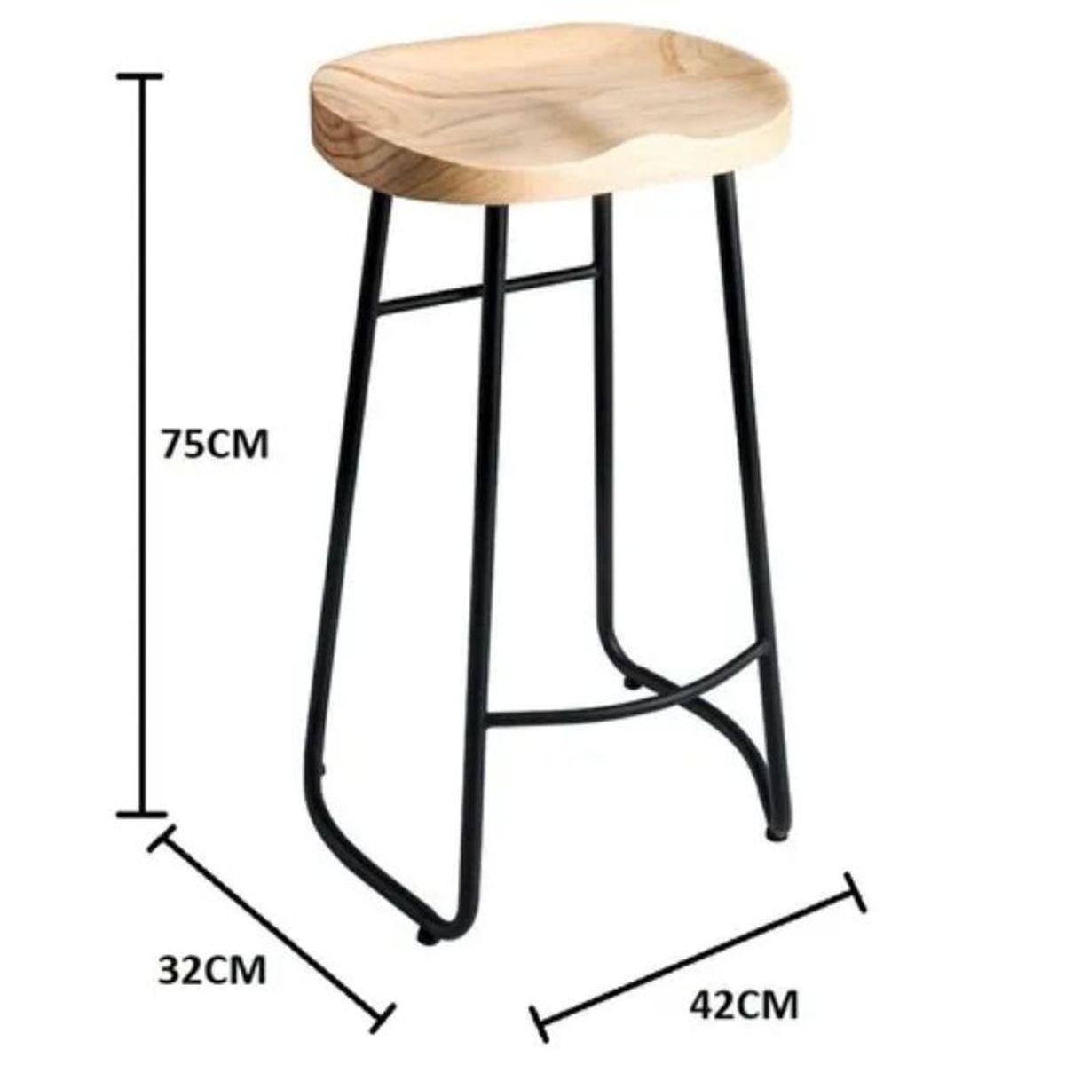 CRUSEC - Silla de bar Metálica 75 cm Asiento madera