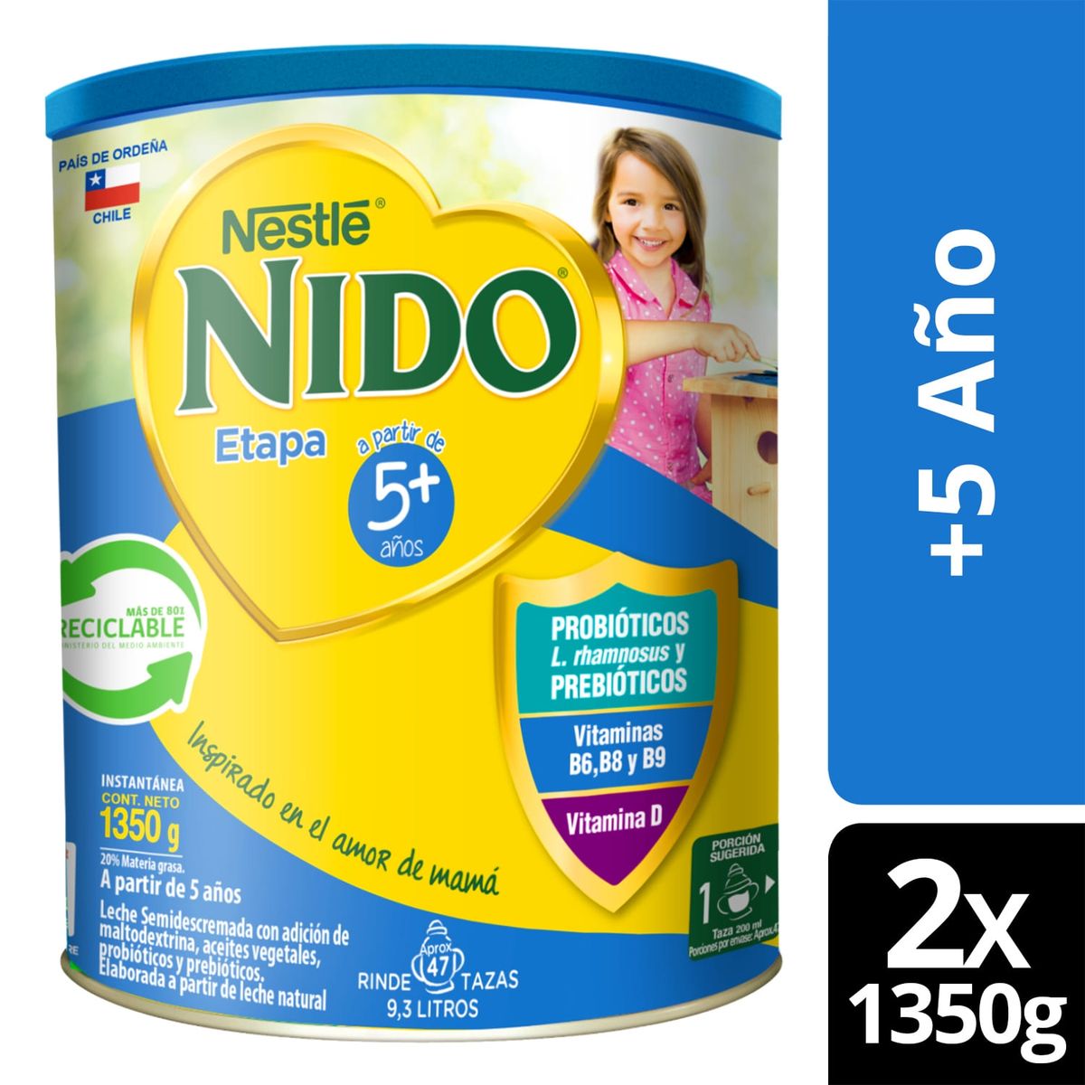 NIDO - Leche Nido 5+ Protectus® 1350g Pack X2