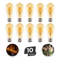 Bombillos Vintage Filamento LED 10x E27 Decoración Luz Cálida 4w FIGOIMPORT