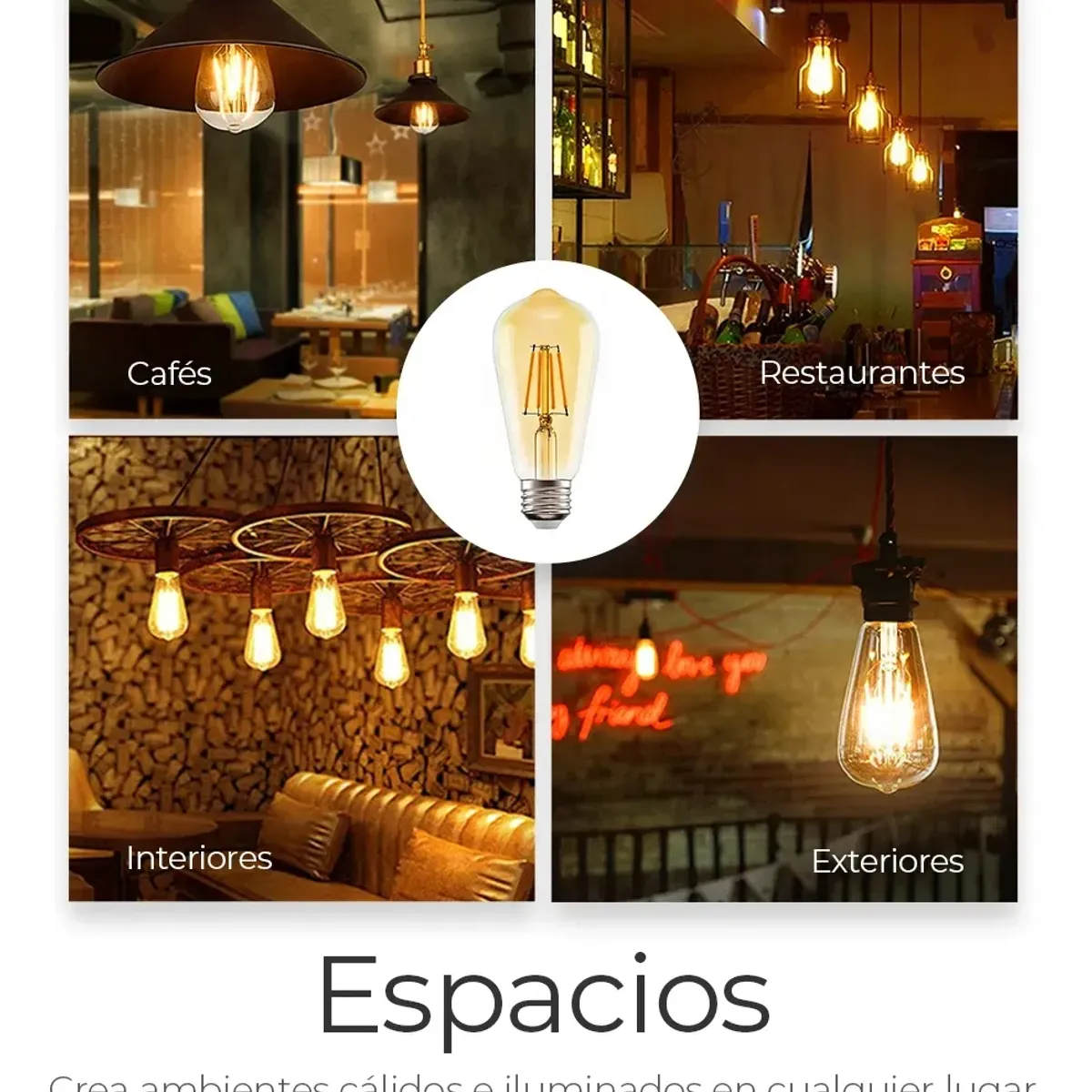 GENERICO - Bombillos Vintage Filamento LED 10x E27 Decoración  Luz Cálida 4w FIGOIMPORT