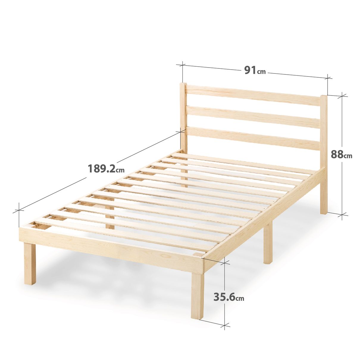 ZINUS - Base de cama Europea con respaldo Zinus 1 plaza 90x190x36cm