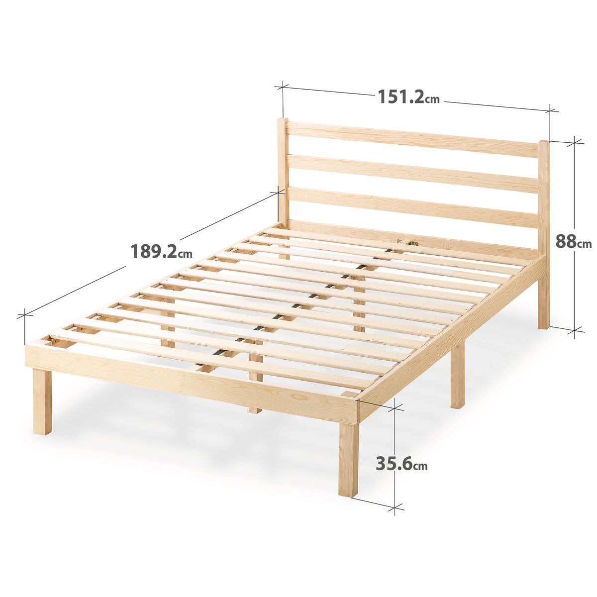 ZINUS - Base de cama Europea con respaldo Zinus 2 plazas150x190x36cm