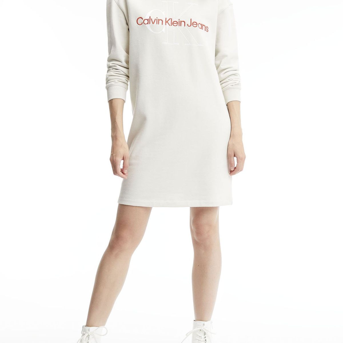 CALVIN KLEIN - Vestido Monogram Beige Calvin Klein