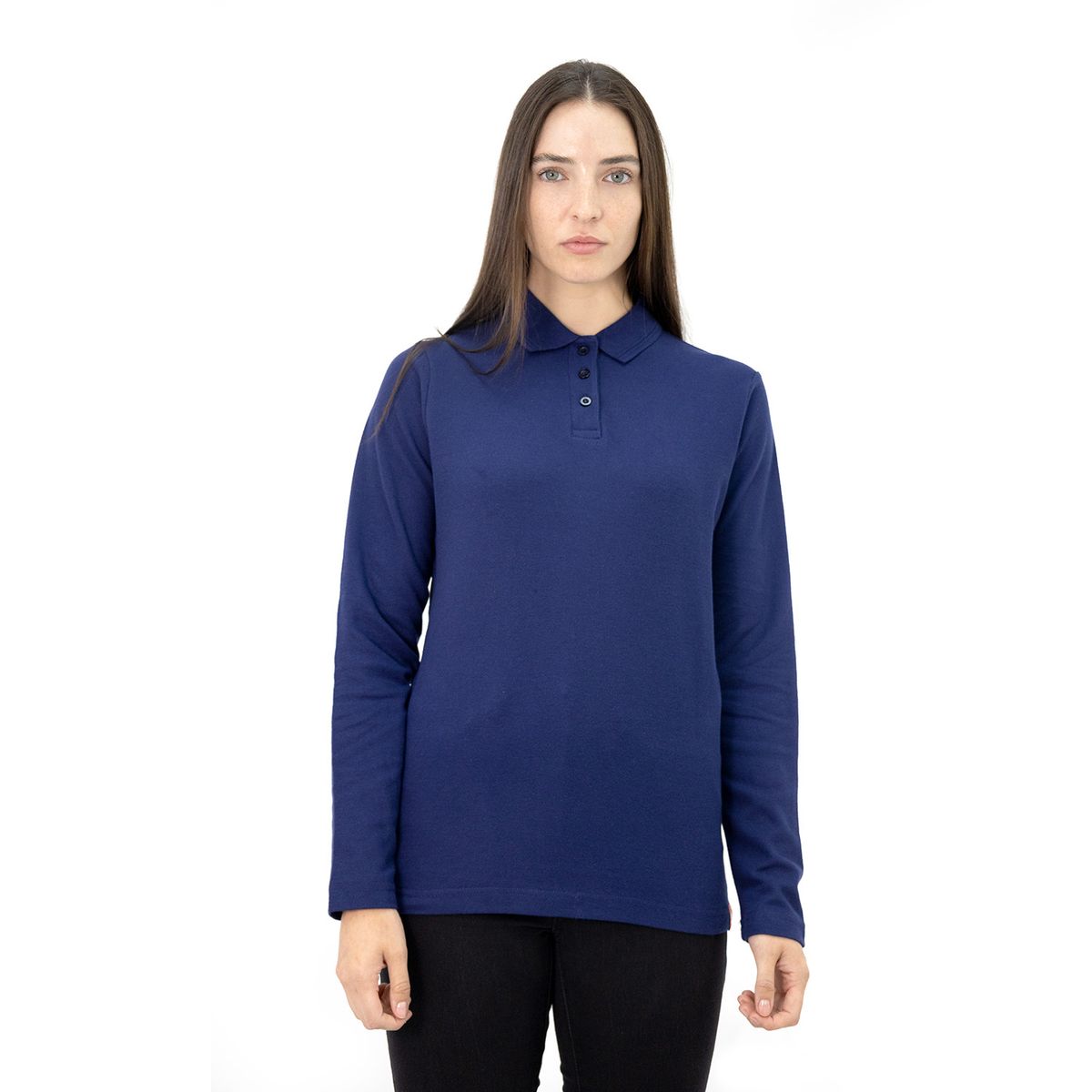 QUEBEC - Polera Pique Quebec Manga Larga Azul Mujer