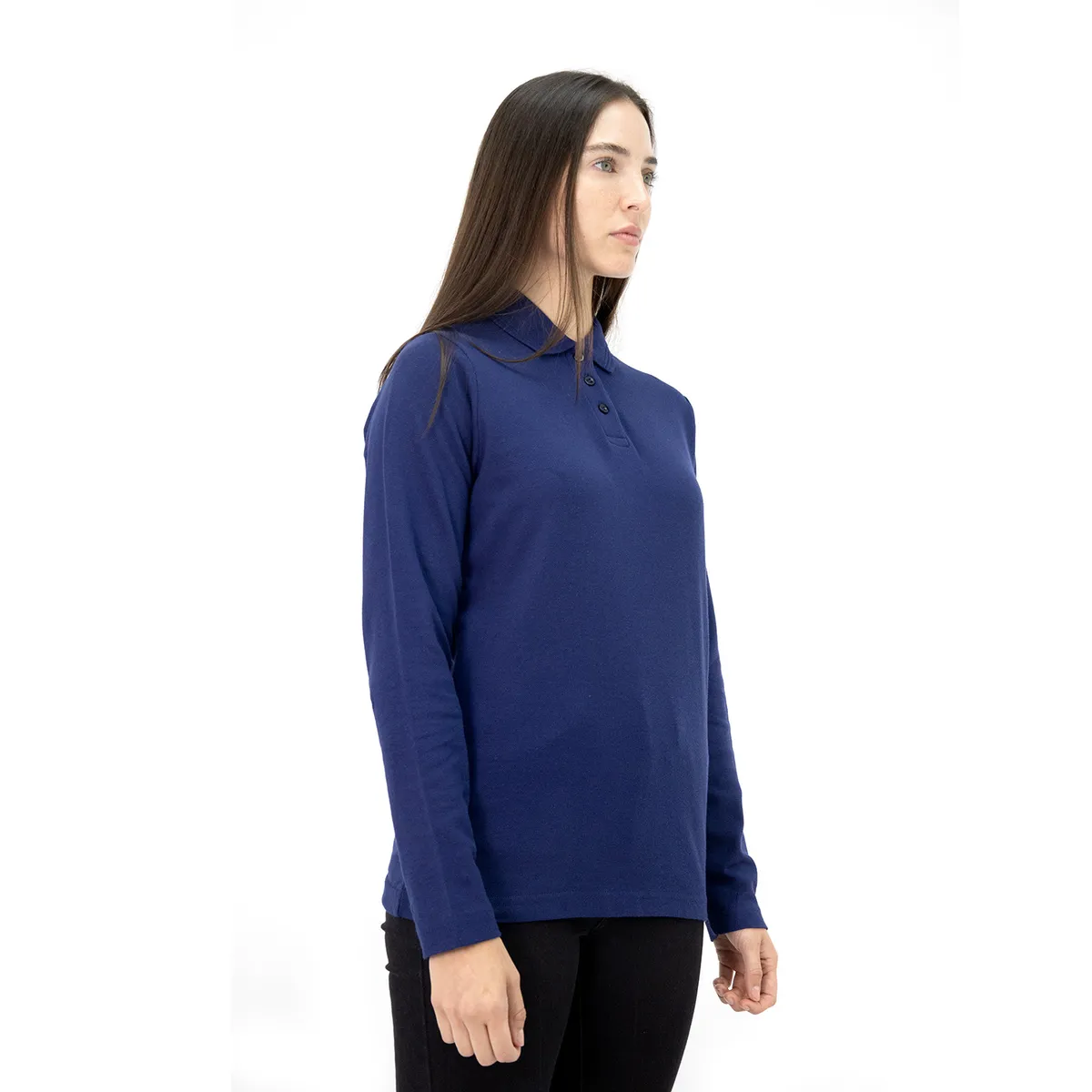 QUEBEC - Polera Pique Quebec Manga Larga Azul Mujer