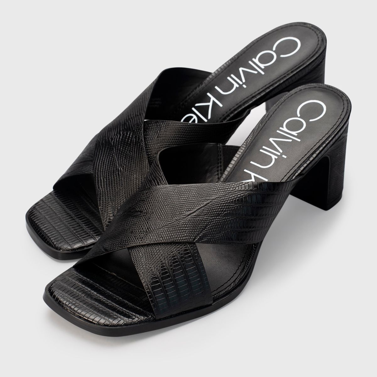 CALVIN KLEIN - Sandalia Dylan Lizard Negro Calvin Klein