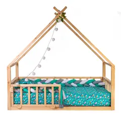 MPA DECOHOGAR - Cama para niños, Base Cama Casa frontal bv de madera - 1,5 plaza
