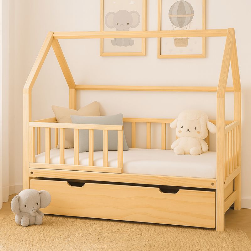 MPA DECOHOGAR - Cama infantil de madera, Base Cama Cajonera Casita bv - 1 plaza