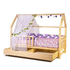 MPA DECOHOGAR - Cama infantil de madera, Base Cama con cajones Casita bv - 1,5 plaza