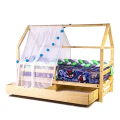 MPA DECOHOGAR - Cama infantil de madera, Base Cama Cajonera Casita bh - 1 plaza