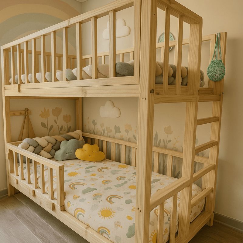 MPA DECOHOGAR - Cama infantil de madera, Base Camarote infantil madera - 1 plaza