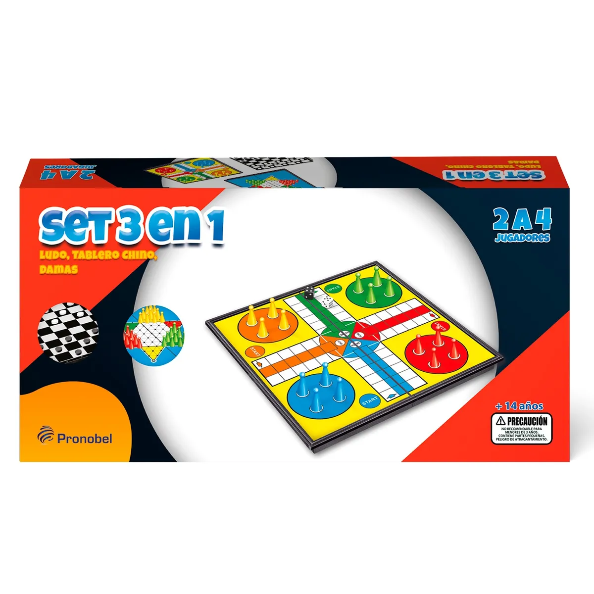 NOBEL TOYS - Set 3 En 1 Magnetico Tablero (Dama; Tablero Chino; Ludo)