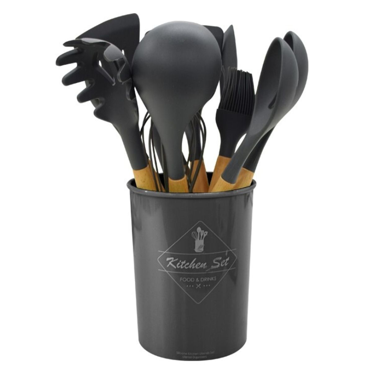 GENERICO - Juegos utensilios silicona para cocina 10 piez. color gris