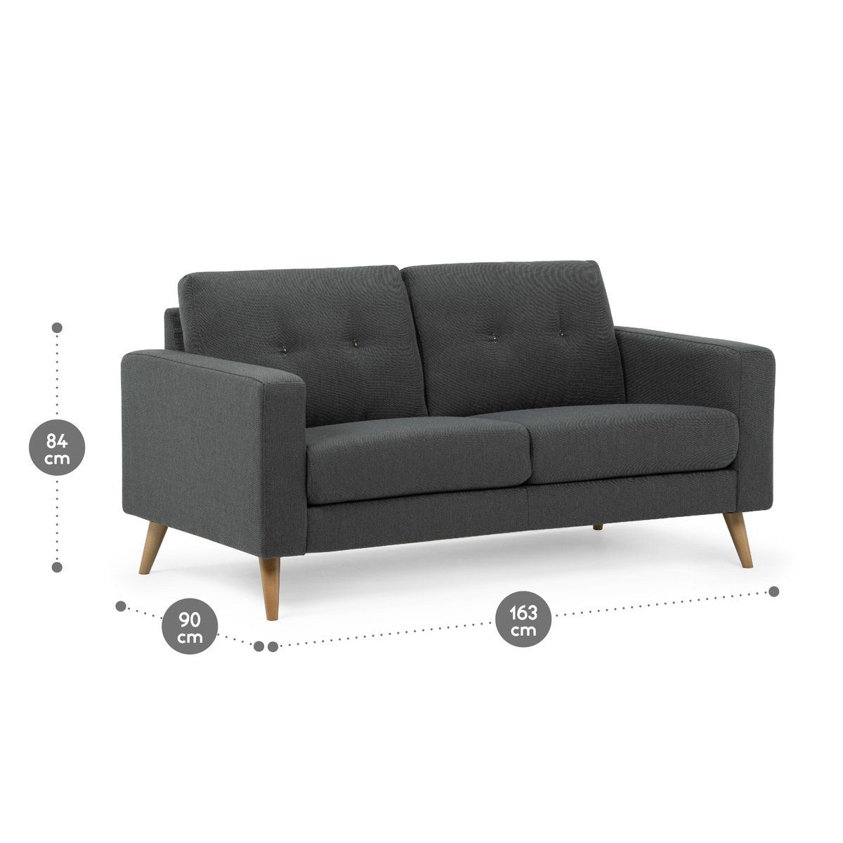 ROSEN - Sofá Rosen Sablon 2 Cuerpos Tela Charcoal