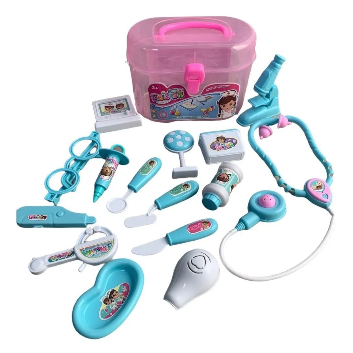 GENERICO - Maletin Grande Doctor Niñas Instrumentos Medicos Celeste