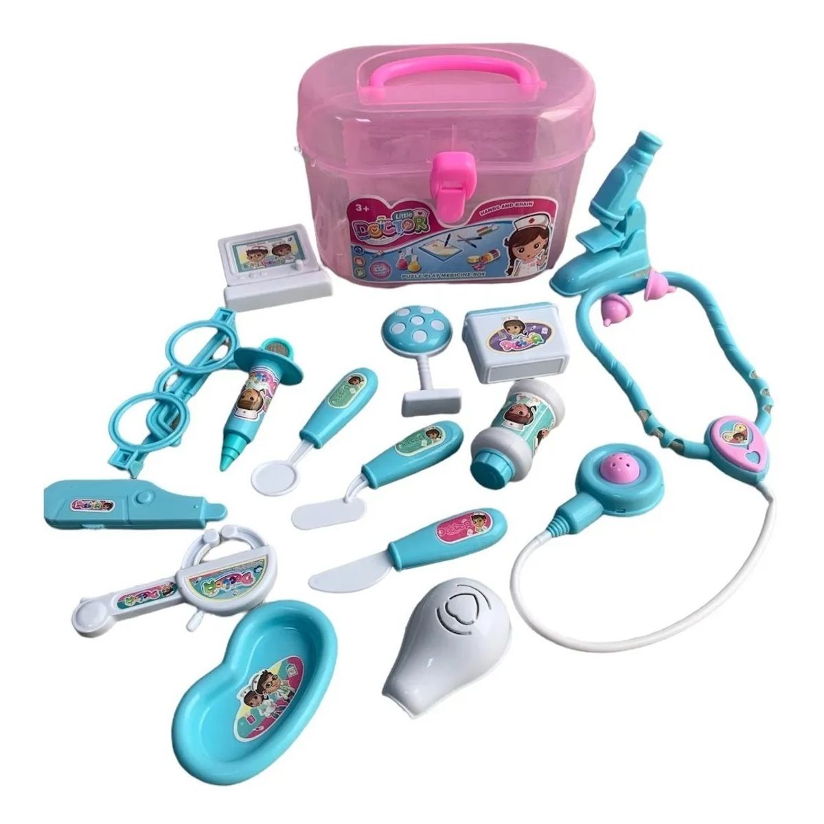 GENERICO - Maletin Grande Doctor Niñas Instrumentos Medicos Celeste
