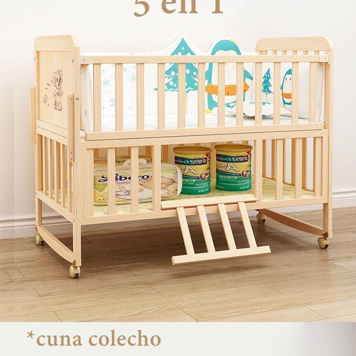 LUBABYCAS - Cuna Colecho Madera Pack&Play LuBabycas Con Mudador