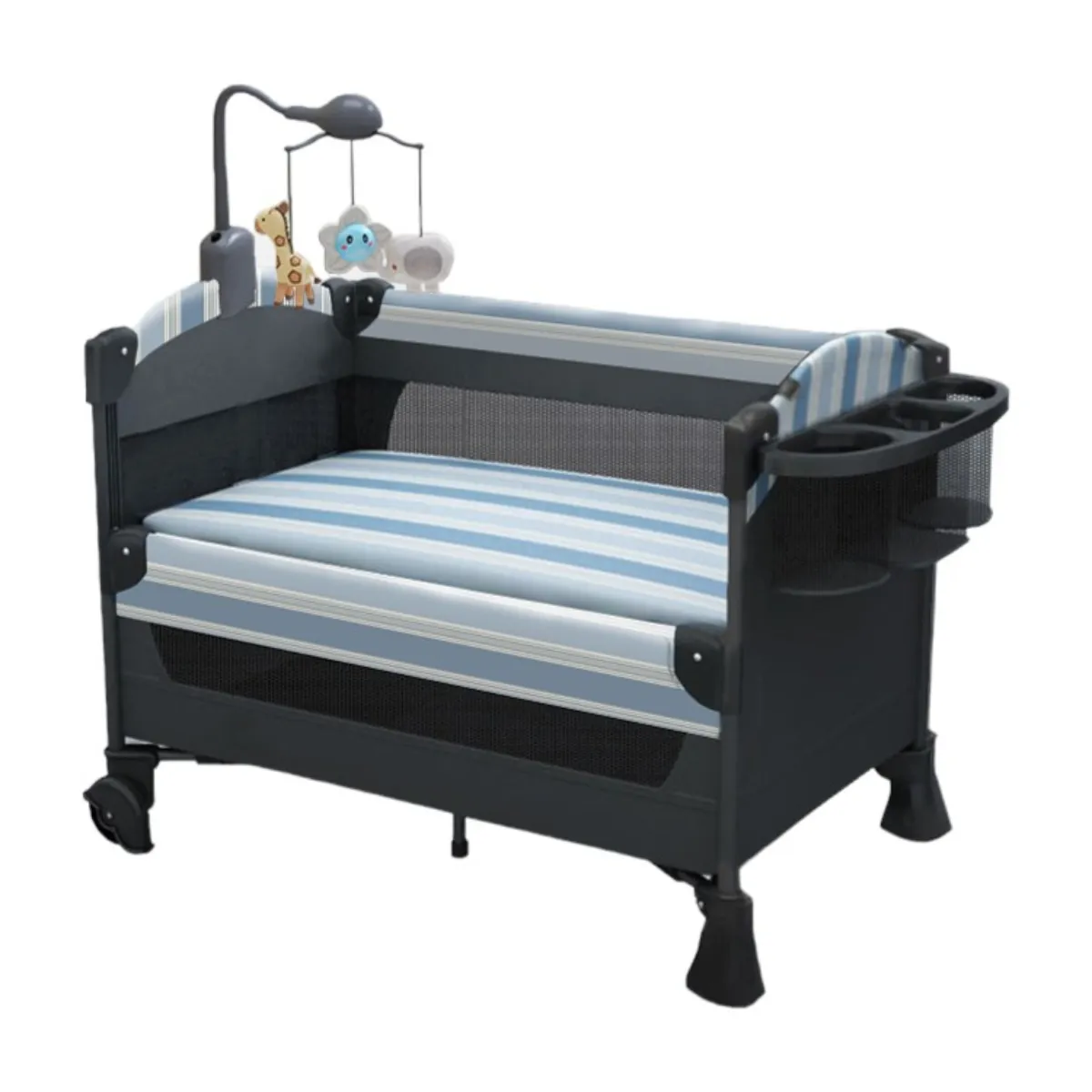 LUBABYCAS - Cuna Colecho Corral Mecedora 4 En 1 Lubabycas Azul