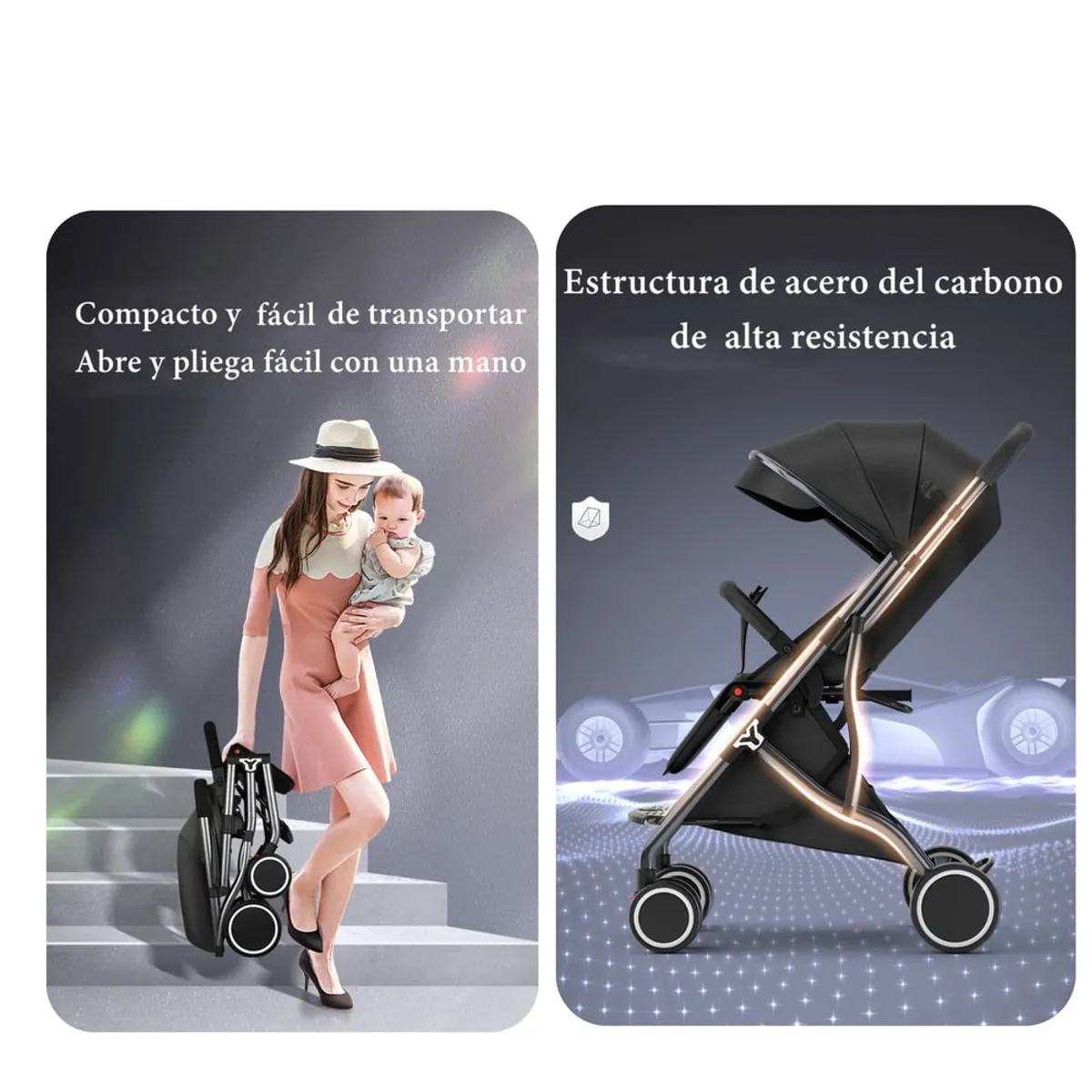 LUBABYCAS - Coche De Paseo Compacto Con Accesorios Lubabycas