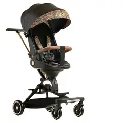 LUBABYCAS - Coche De Paseo 360° 3 En 1 Reclinable Negro