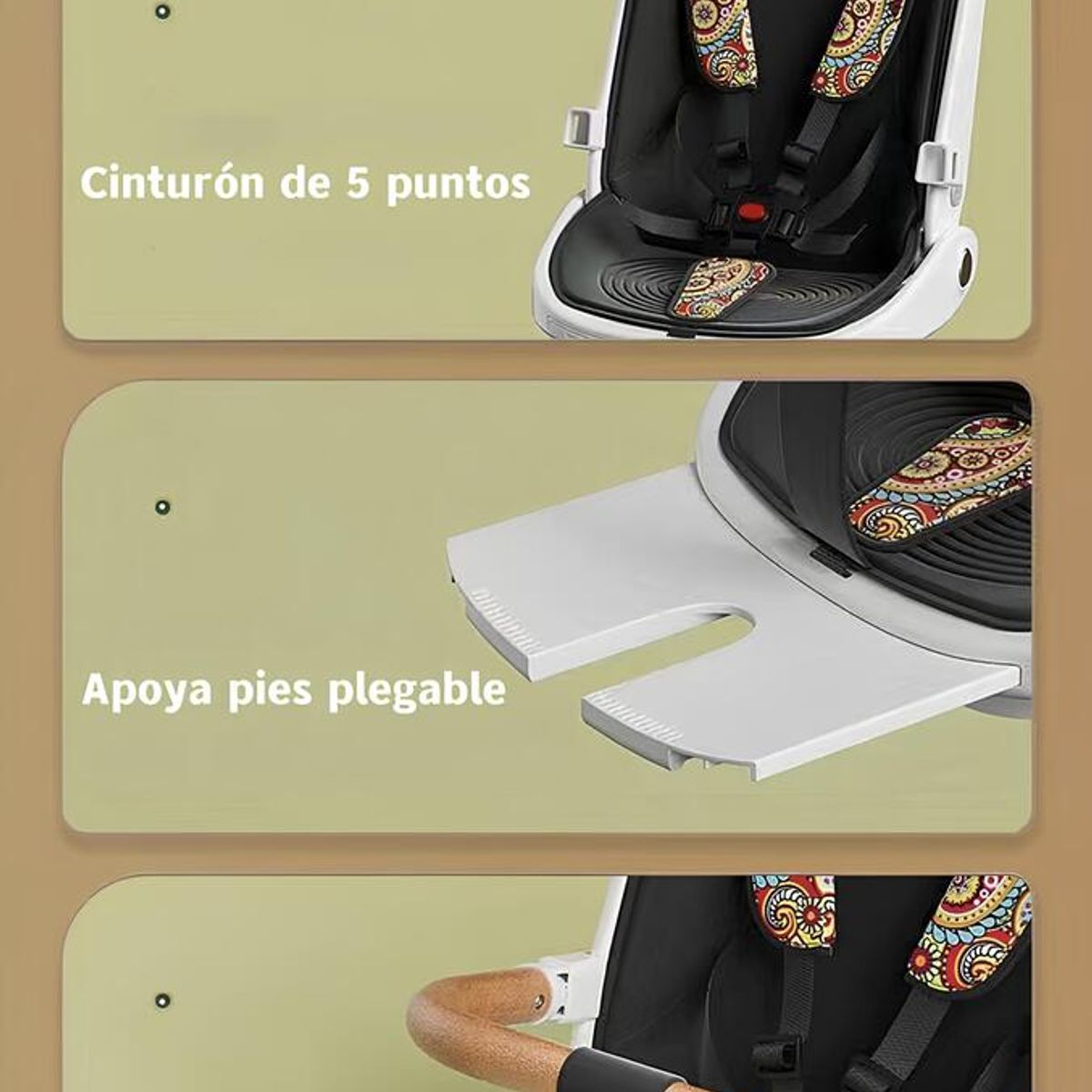 LUBABYCAS - Coche De Paseo 360° 3 En 1 Reclinable Lubabycas Negro