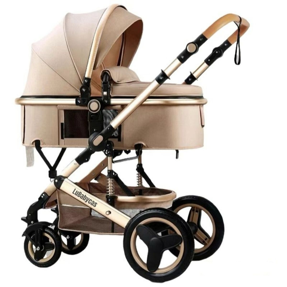 LUBABYCAS - Coche Cuna Moisés Con Accesorios Lubabycas Dorado