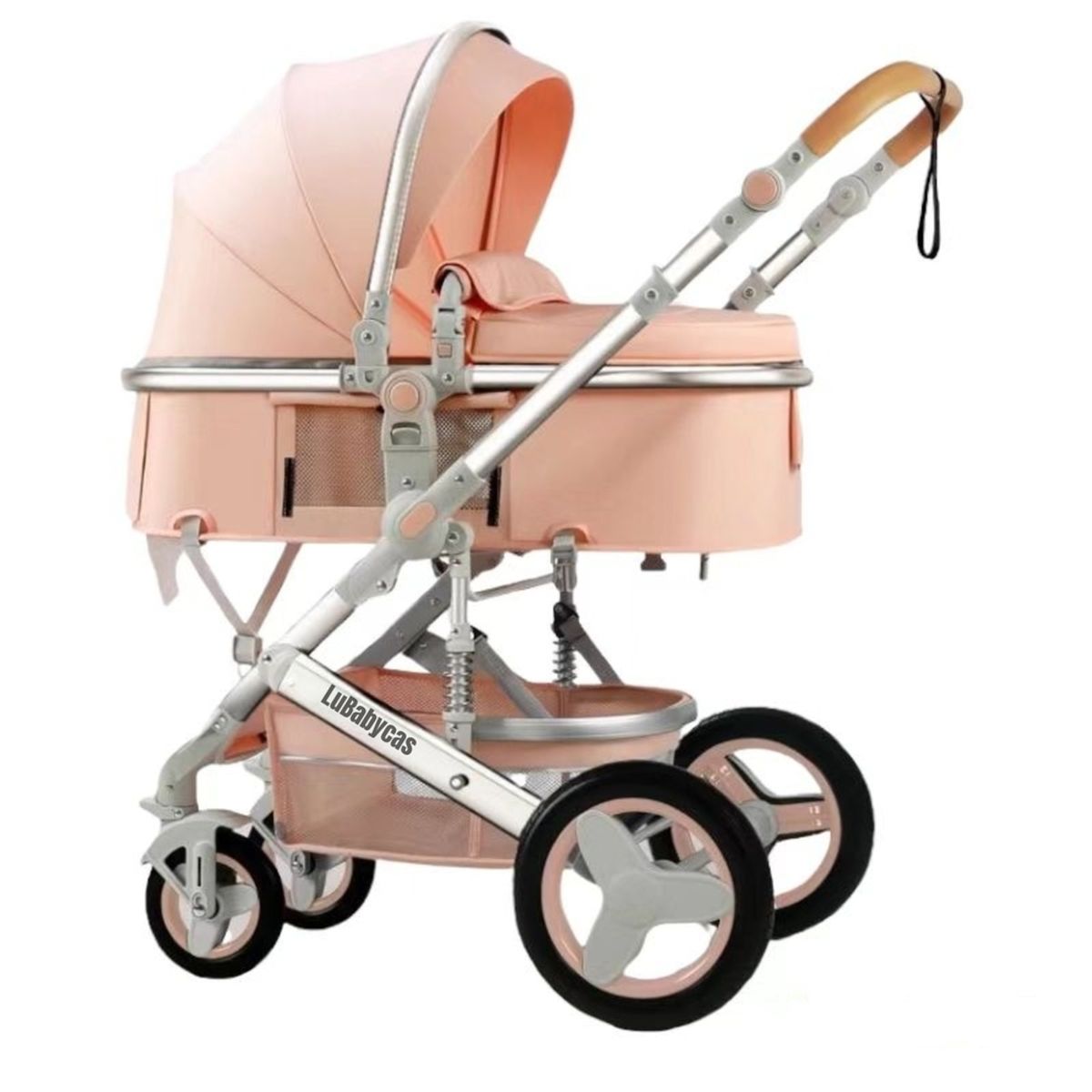 LUBABYCAS - Coche Cuna Moisés Con Accesorios Lubabycas Rosado
