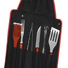 MONNO - SET DELANTAL BBQ CON 9 HERRAMIENTAS