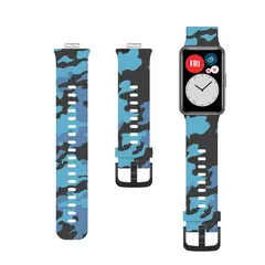 GENERICO - Correa De Cauflaje Compatible con Huawei Watch Fit Azul M