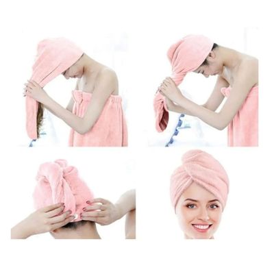 Imagen 2 del producto Toalla De Microfibra Turbante Cabello Secado Rapido Rayas