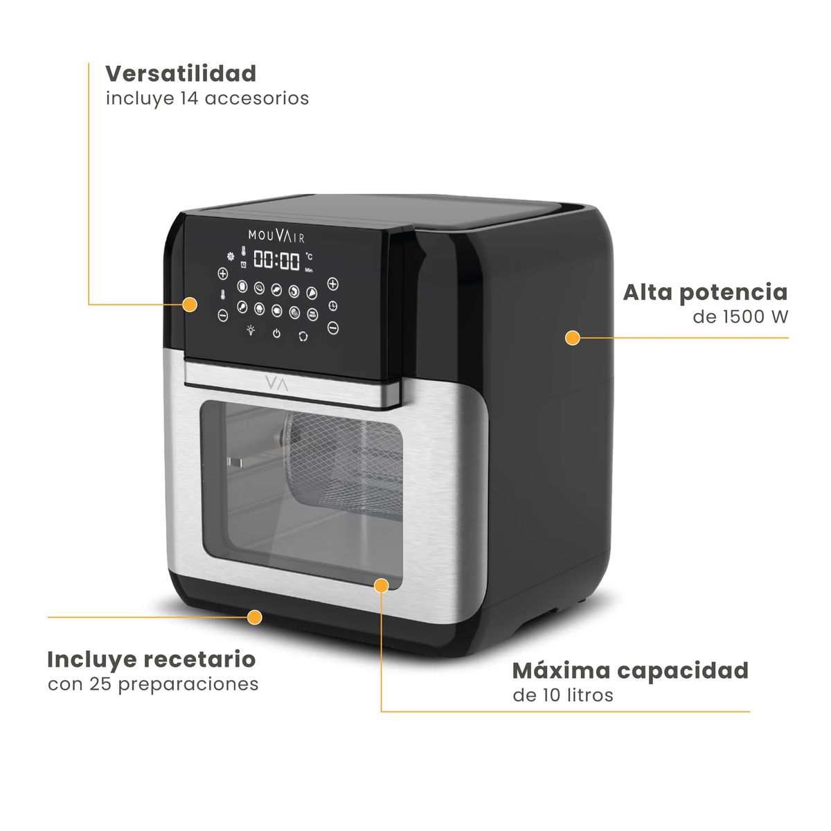 MOUVAIR - Freidora de aire Mouvair Crisp 10 Litros