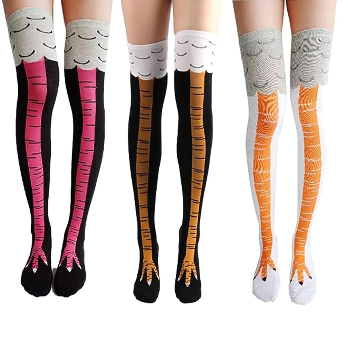 EVERSO - 6 Pares Divertidas Calcetas 3d Pata De Pollo