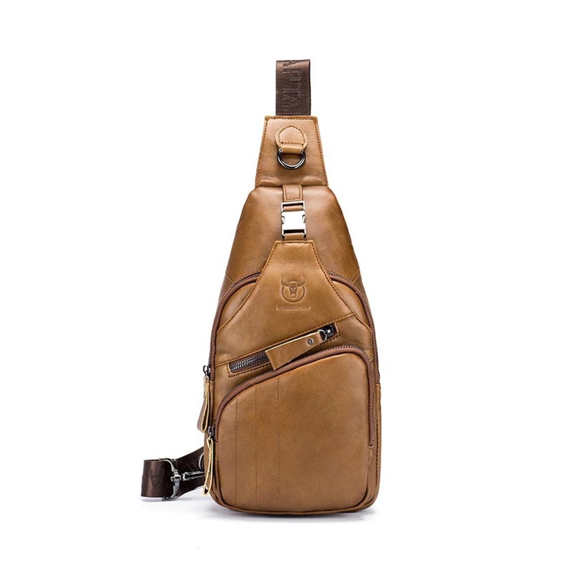 GENERICO - Bolso Bandolera Hombre Cuero Genuino Bull Captain Mod Cross
