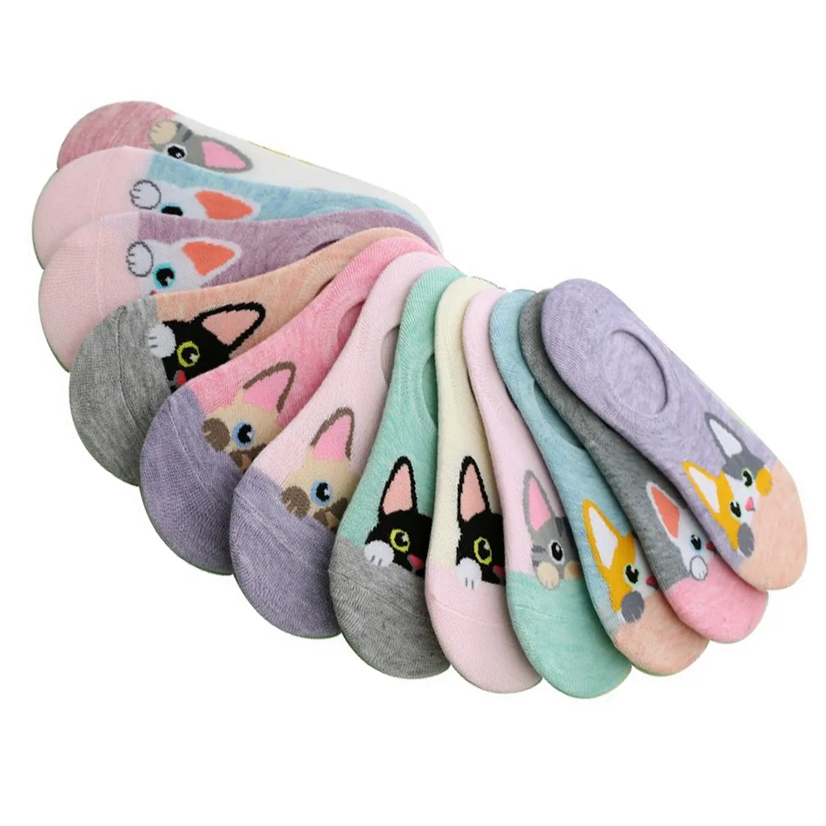 EVERSO - Pack 12 Calcetín Mujer Invisible Con Diseño.