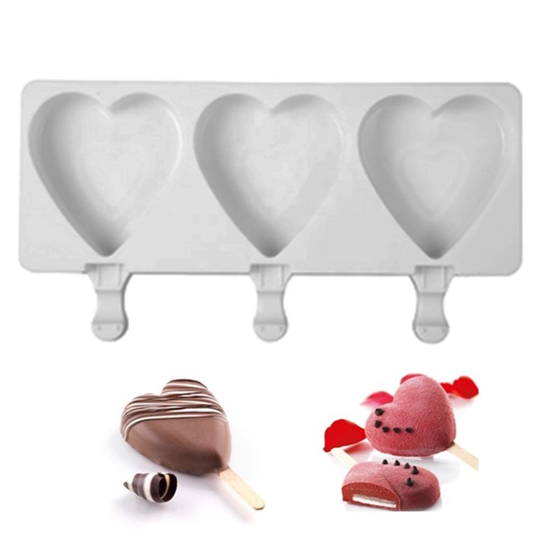 GENERICO - Molde De Silicona Para Paleta Helado Diseño Corazones