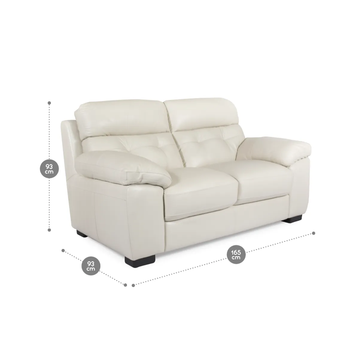 ROSEN - Sofá Rosen Flaminio 2 Cuerpos Cuero Marfil