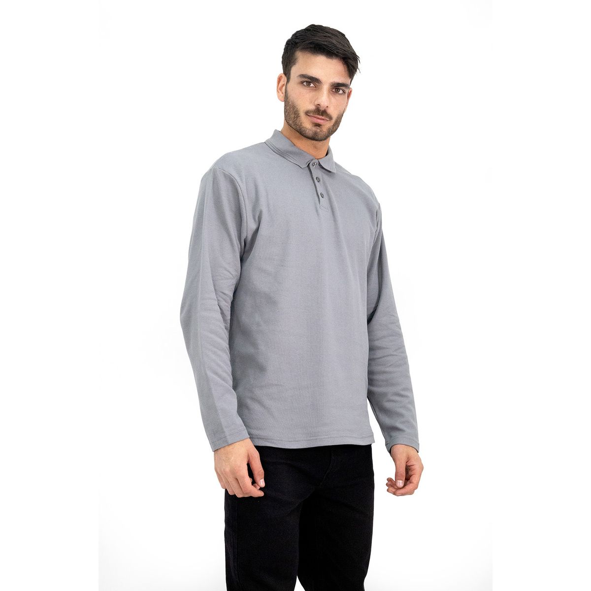 QUEBEC - Polera Pique Quebec Manga Larga Gris Hombre