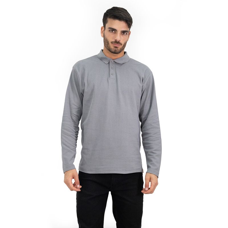 QUEBEC - Polera Pique Quebec Manga larga Gris Hombre