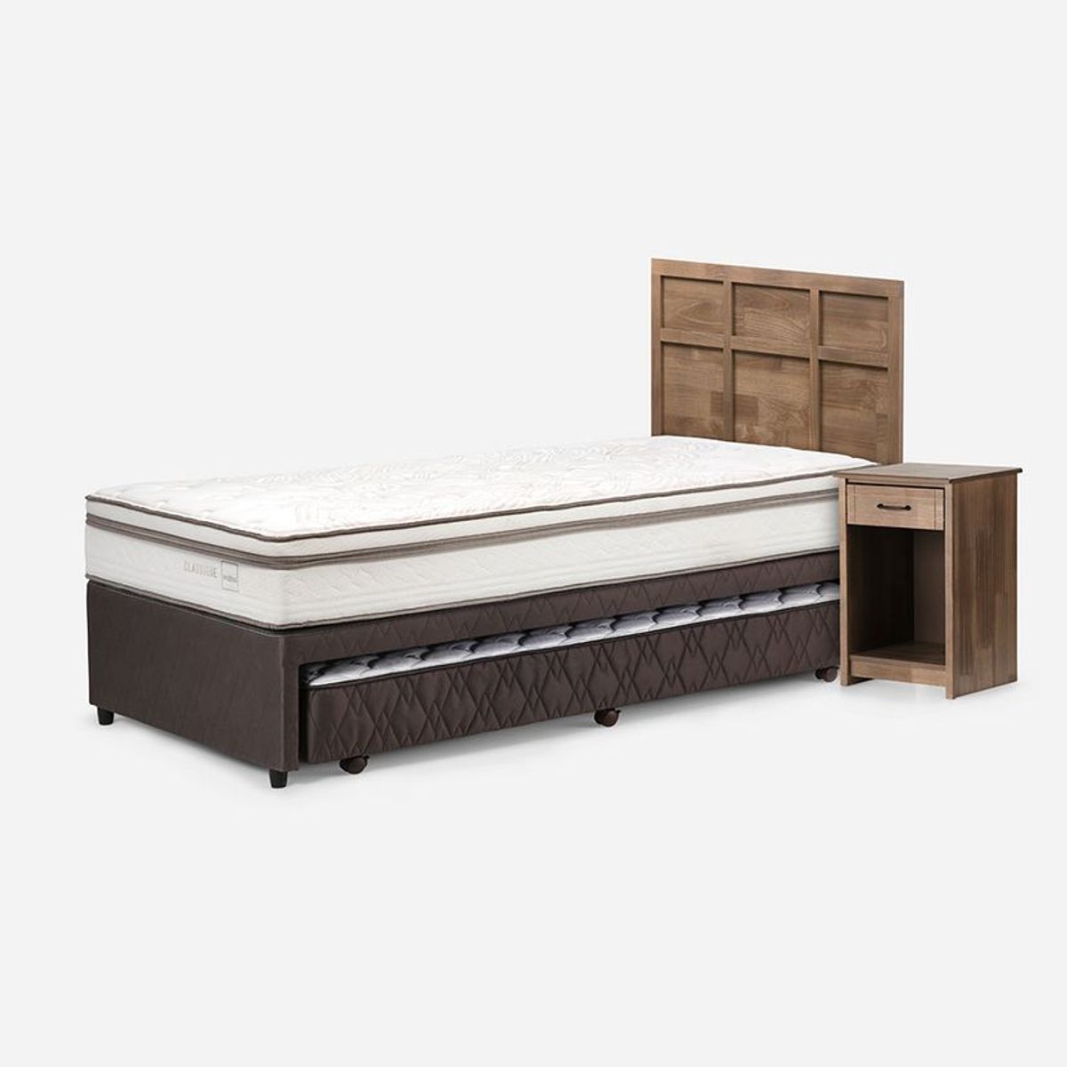 ROSEN - Diván Cama Classique 1,5 Plazas Con Muebles Robin Tostado