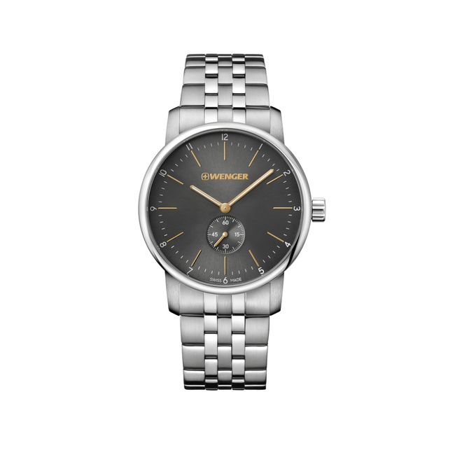 WENGER - Reloj Urban Classic Black Chrono dial negro marcadores dorados Wenger