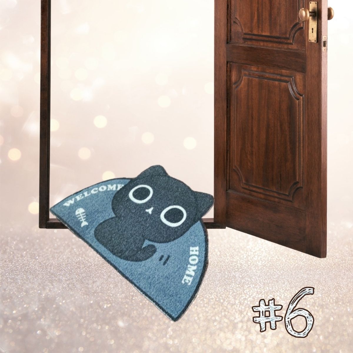 GENERICO - Limpiapiés Alfombra: Bienvenida Mascota Cocina Baño 6 GATO NEGRO