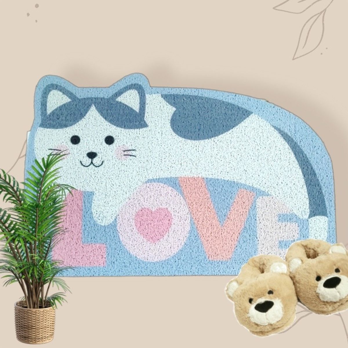 GENERICO - Limpiapiés Alfombra: Bienvenida Mascota Cocina Baño 7 GATO LOVE