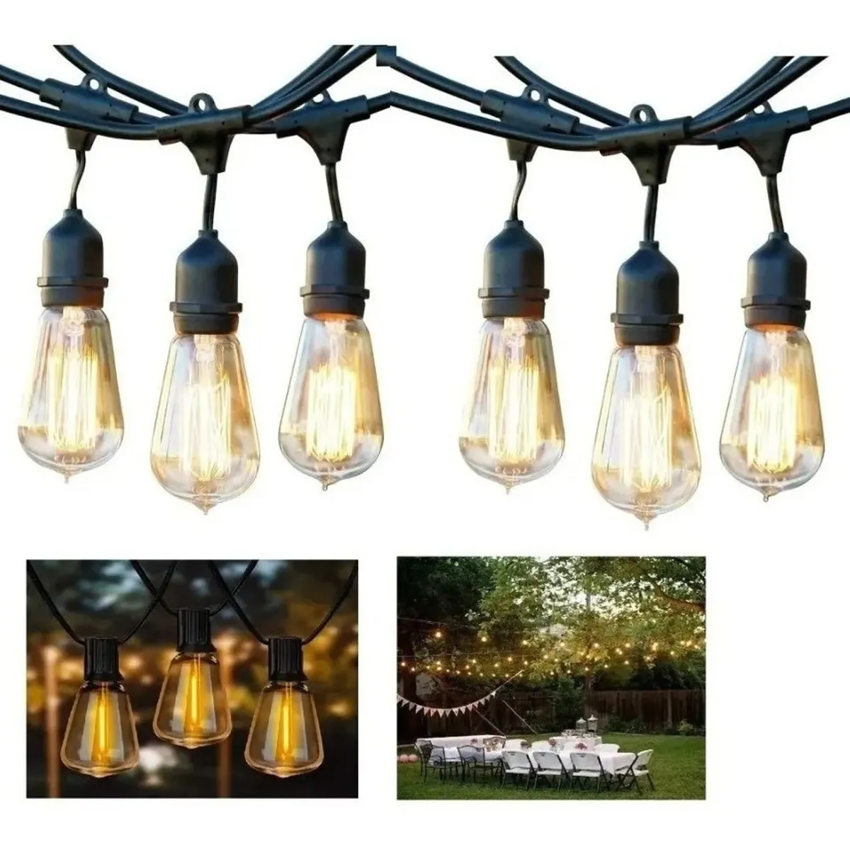 GENERICO - Guirnalda 10 Metros Impermeable + 10 Ampolletas 6w Corriente