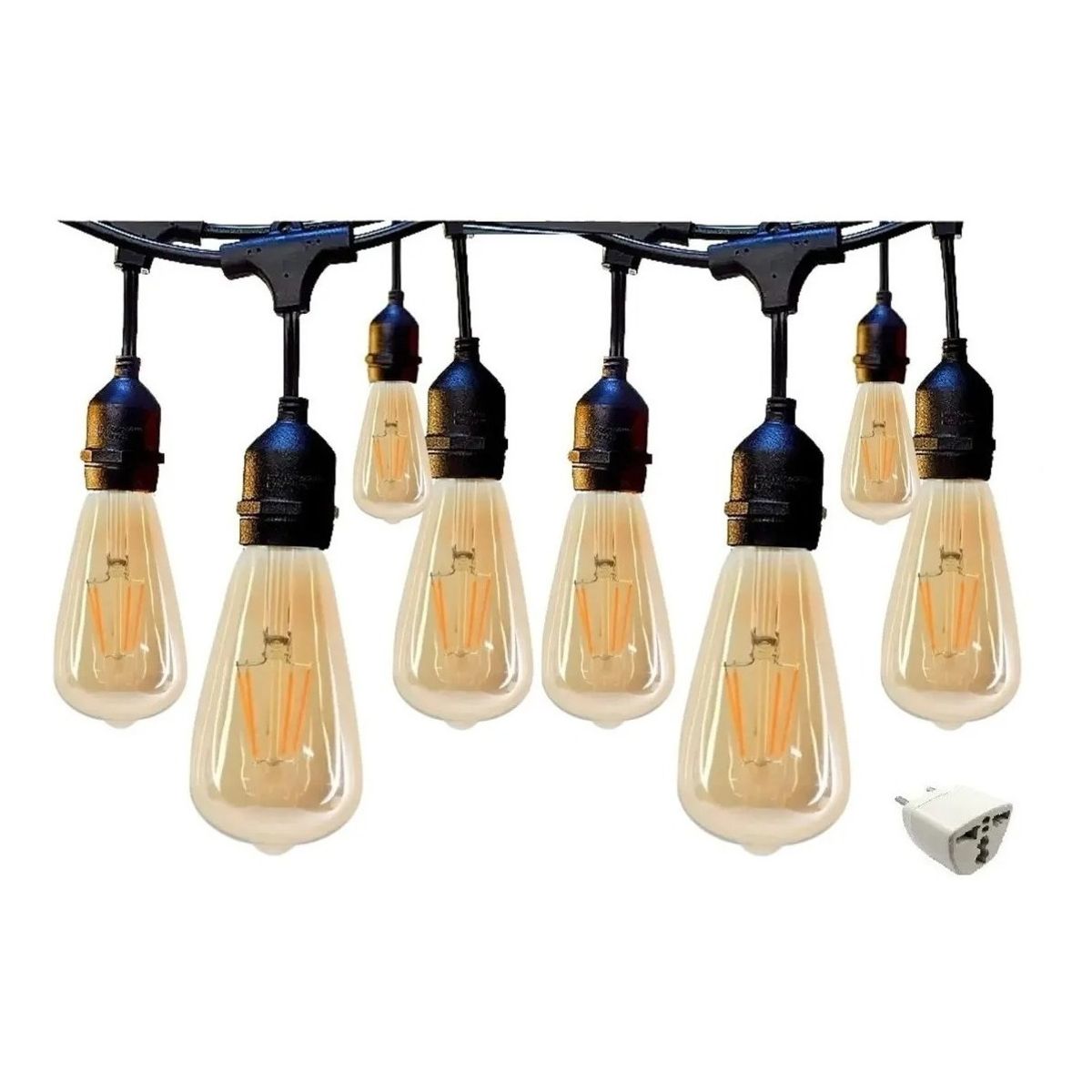 GENERICO - Guirnalda 10 Metros Impermeable + 10 Ampolletas Corriente