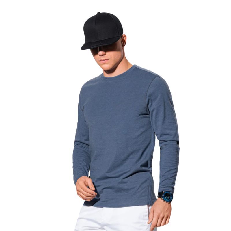 MROTTO - Polera Hombre Manga Larga Regular Fit Cuello Redondo