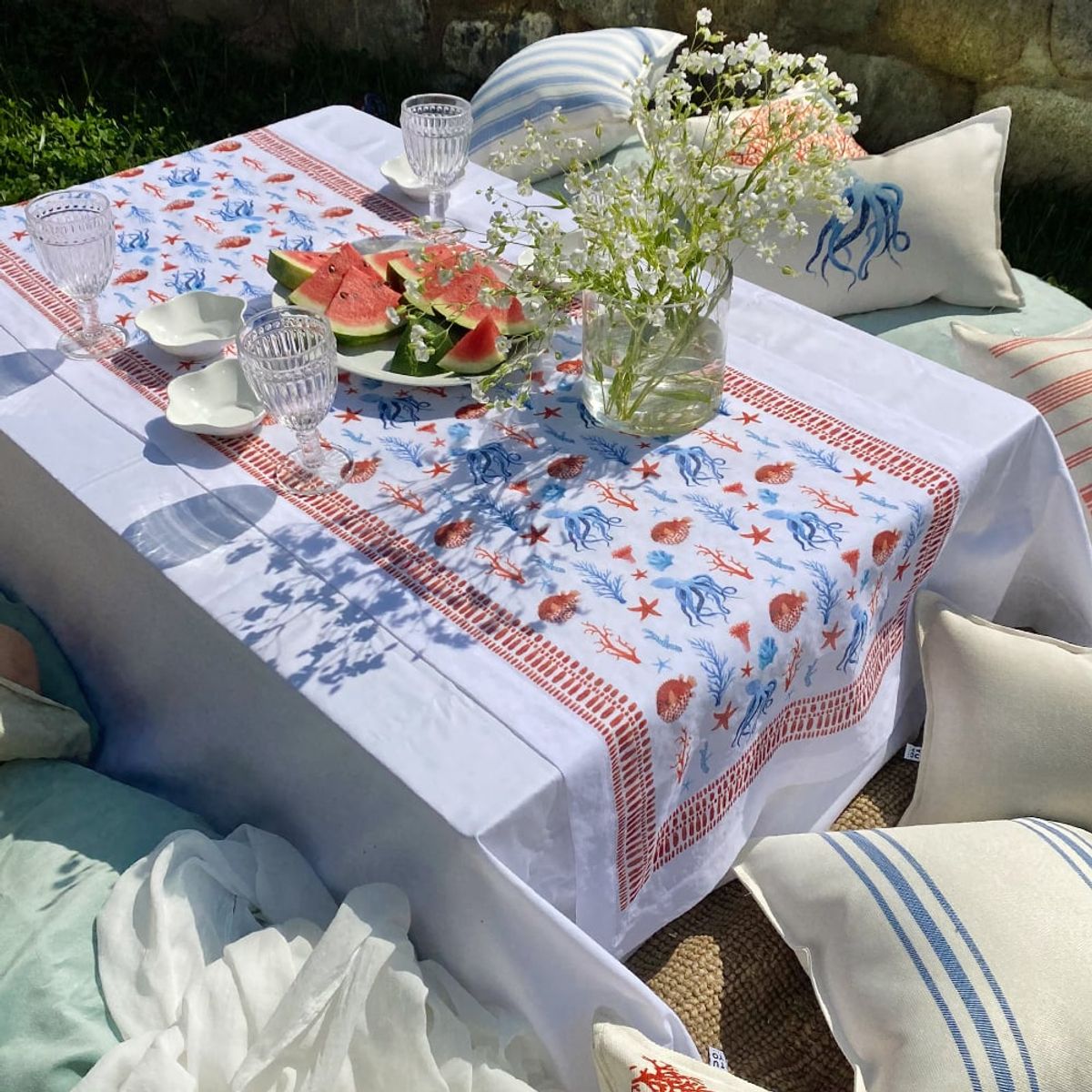 TUYO PRINT - Camino de mesa velo organza - Octopus